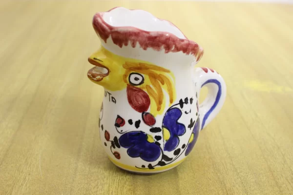 Piccola Brocca in Ceramica Deruta a Forma di Galletto