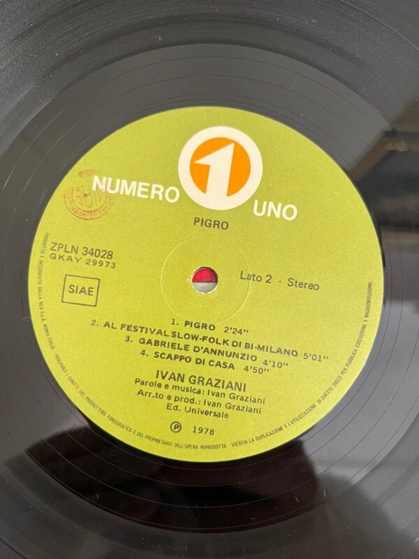 VINILE 'PIGRO' IVAN GRAZIANI ZPLN 34028 - immagine 3