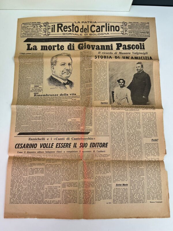 IL RESTO DEL CARLINO LA MORTE DI GIOVANNI PASCOLI SUPPLEMENTO 6/7 APRILE 1962 - immagine 7