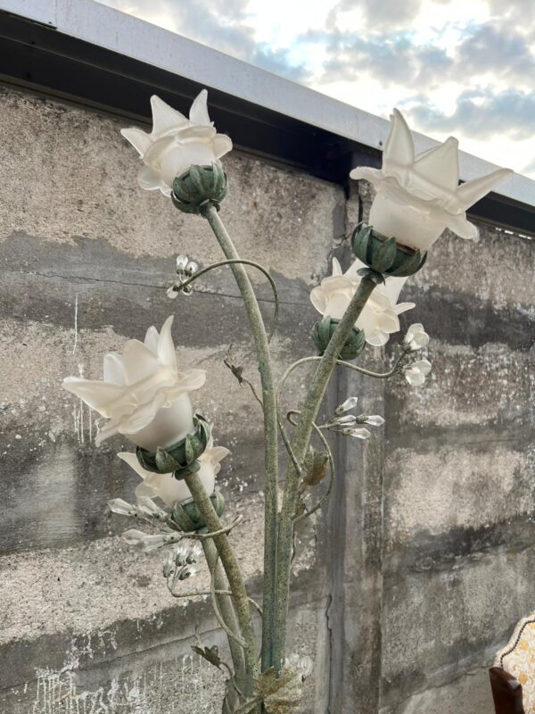 LAMPADA A PIANTANA IN FERRO E VETRO DECORATA - immagine 7