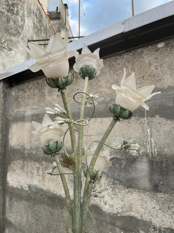 LAMPADA A PIANTANA IN FERRO E VETRO DECORATA - immagine 6