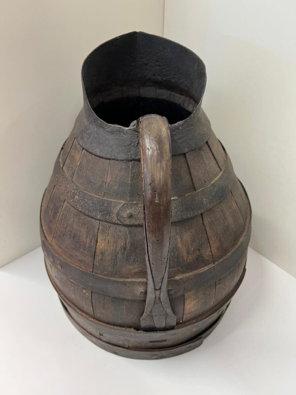 CARAFFA BROCCA IN LEGNO E FERRO ANTICA 1700 - immagine 7