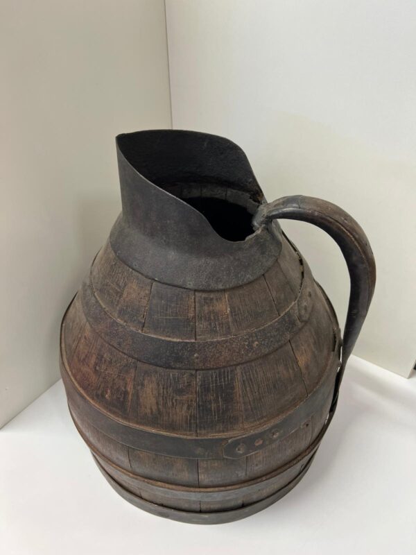 CARAFFA BROCCA IN LEGNO E FERRO ANTICA 1700 - immagine 4