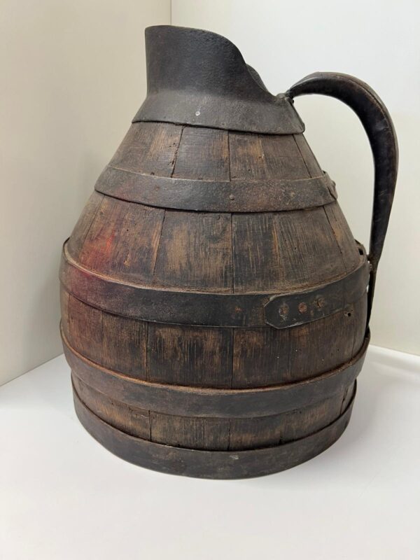 CARAFFA BROCCA IN LEGNO E FERRO ANTICA 1700 - immagine 5