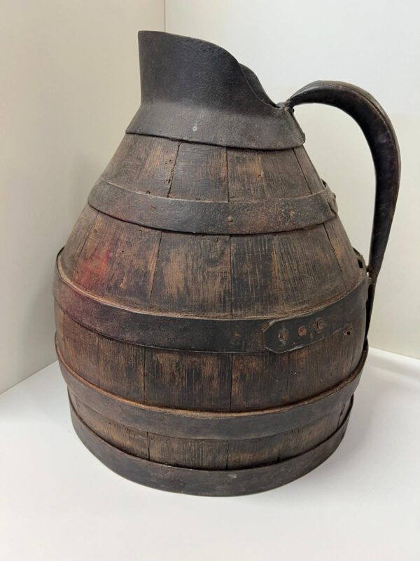 CARAFFA BROCCA IN LEGNO E FERRO ANTICA 1700 - immagine 3