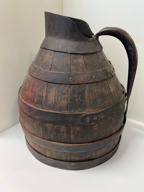 CARAFFA BROCCA IN LEGNO E FERRO ANTICA 1700 - immagine 2