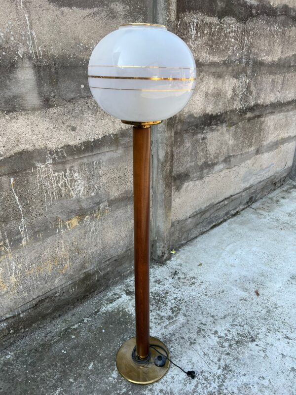 LAMPADA PIANTANA VINTAGE ANNI 60' IN LEGNO E VETRO - immagine 6