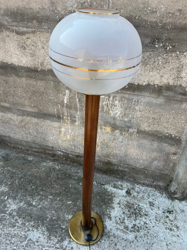 LAMPADA PIANTANA VINTAGE ANNI 60' IN LEGNO E VETRO - immagine 7