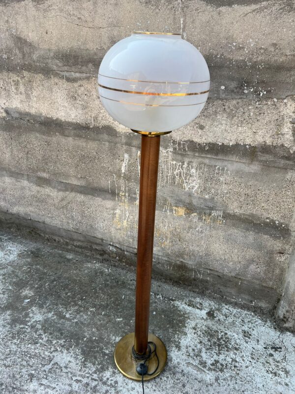 LAMPADA PIANTANA VINTAGE ANNI 60' IN LEGNO E VETRO - immagine 3