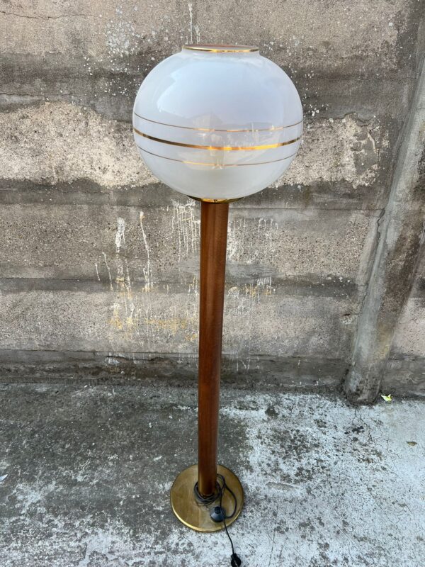 LAMPADA PIANTANA VINTAGE ANNI 60' IN LEGNO E VETRO - immagine 4
