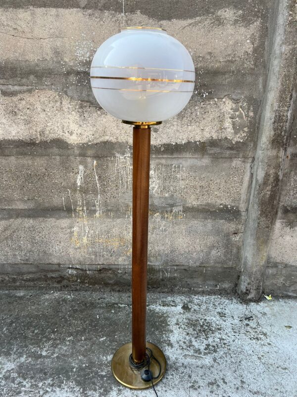 LAMPADA PIANTANA VINTAGE ANNI 60' IN LEGNO E VETRO