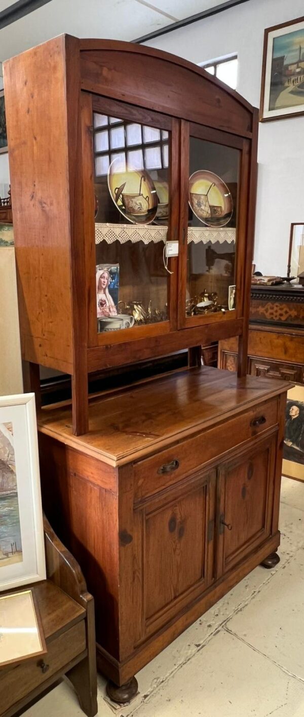 CREDENZA VETRINETTA ANTICA IN LEGNO E VETRO - immagine 2