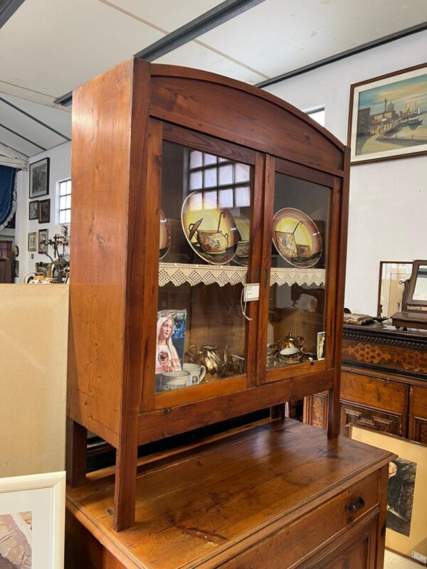 CREDENZA VETRINETTA ANTICA IN LEGNO E VETRO - immagine 6