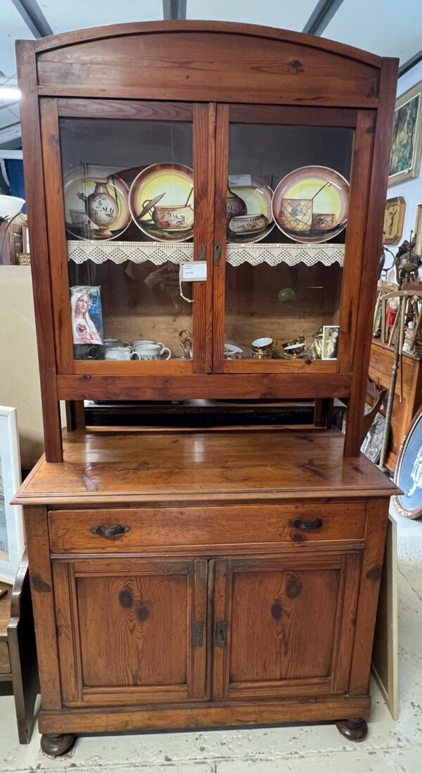 CREDENZA VETRINETTA ANTICA IN LEGNO E VETRO - immagine 3
