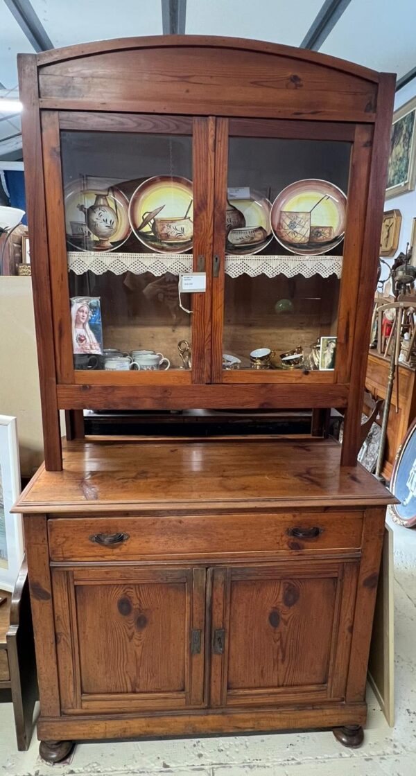 CREDENZA VETRINETTA ANTICA IN LEGNO E VETRO