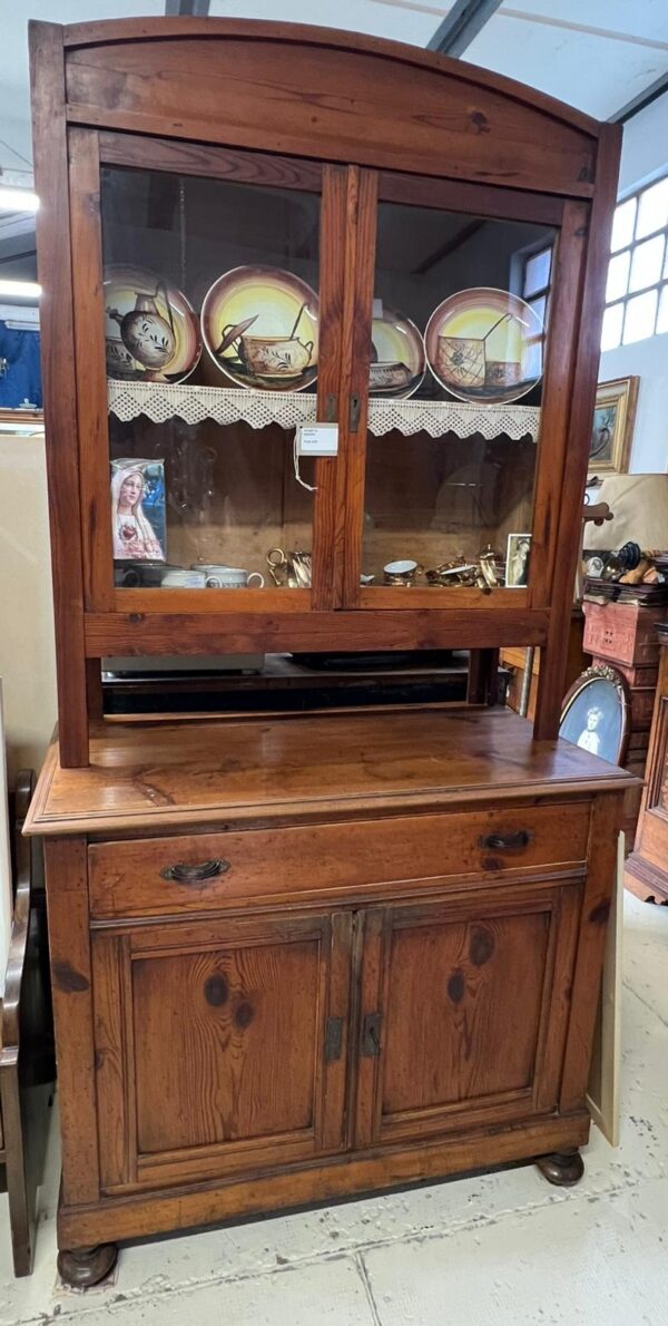 CREDENZA VETRINETTA ANTICA IN LEGNO E VETRO - immagine 4
