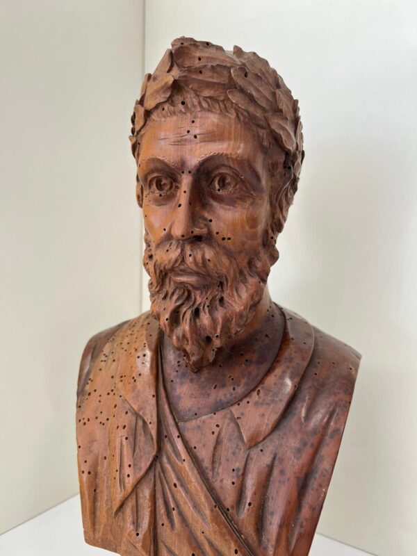 BUSTO ANTICO IN LEGNO DI NOCE - immagine 6