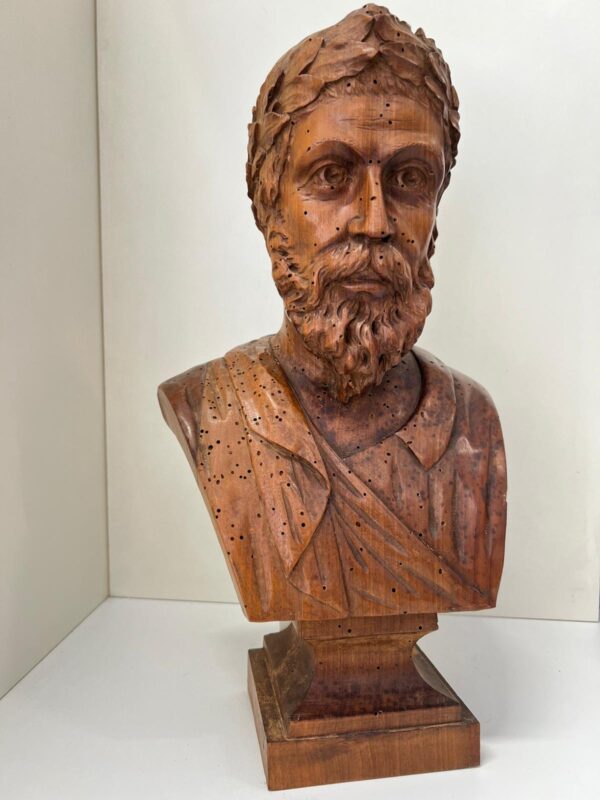 BUSTO ANTICO IN LEGNO DI NOCE - immagine 3